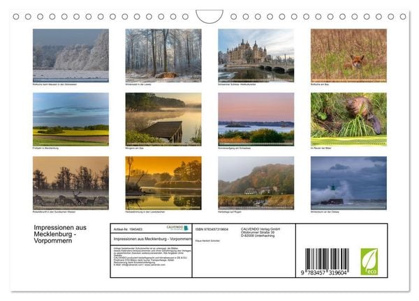 Produktbild: Impressionen aus Mecklenburg - Vorpommern (Wandkalender 2026 DIN A4 quer), CALVENDO Monatskalender