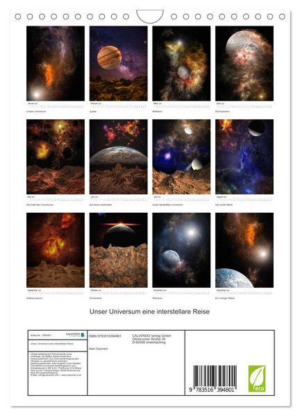 Produktbild: Unser Universum eine interstellare Reise (Wandkalender 2026 DIN A4 hoch), CALVENDO Monatskalender