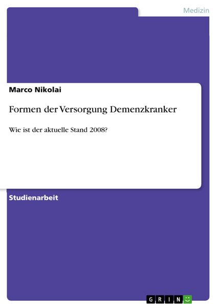 Produktbild: Formen der Versorgung Demenzkranker