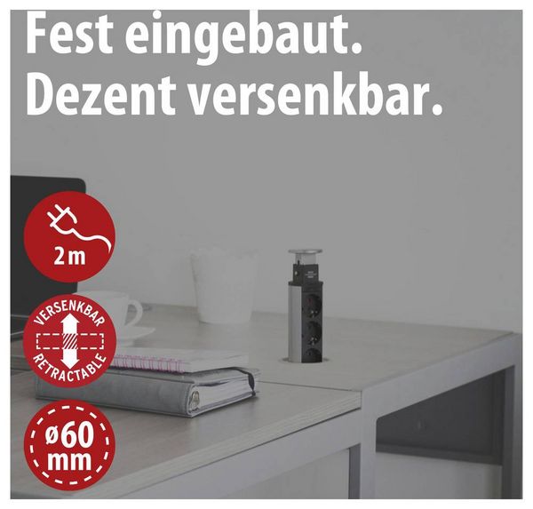 Produktbild: Brennenstuhl 1396200003 Steckdosenturm 3fach Silber, Schwarz Schutzkontakt 1 St.