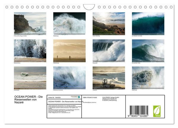 Produktbild: OCEAN POWER - Die Riesenwellen von Nazar&eacute; (Wandkalender 2026 DIN A4 quer), CALVENDO Monatskalender