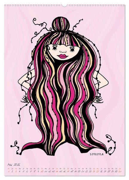 Produktbild: Die HAIRSTYLAS Trendfrisuren (hochwertiger Premium Wandkalender 2026 DIN A2 hoch), Kunstdruck in Hochglanz