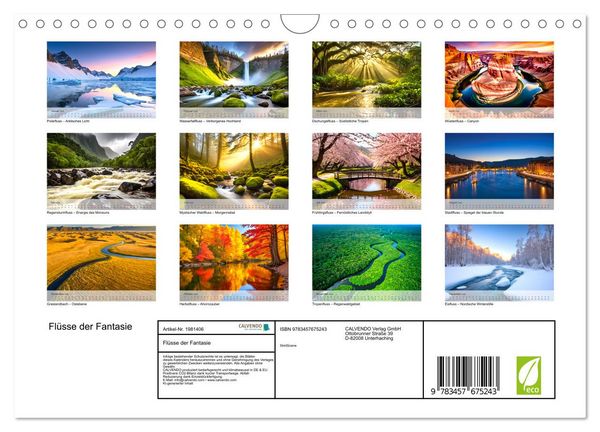 Produktbild: Fl&uuml;sse der Fantasie (Wandkalender 2026 DIN A4 quer), CALVENDO Monatskalender