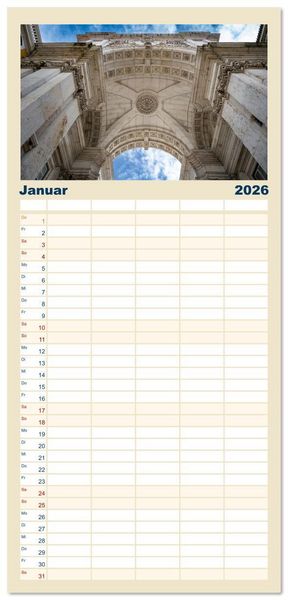 Produktbild: Familienplaner 2026 - Mein Lissabon mit 5 Spalten (Wandkalender, 21 x 45 cm) CALVENDO