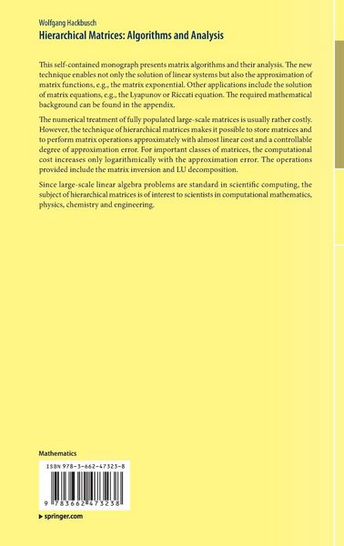 Produktbild: Hierarchical Matrices: Algorithms and Analysis