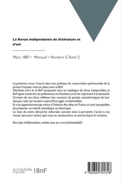 Produktbild: La Revue ind&eacute;pendante de litt&eacute;rature et d'art