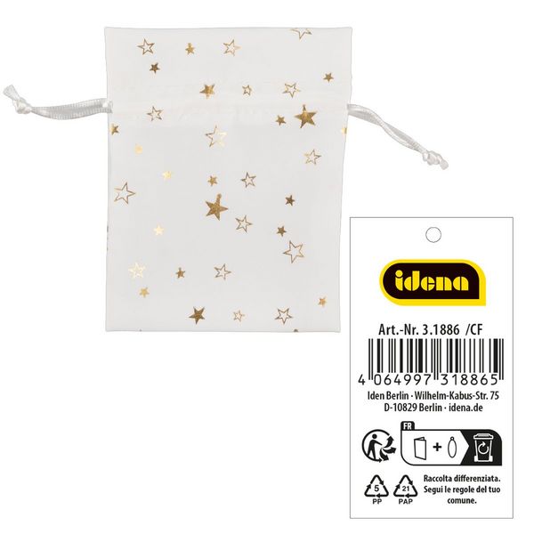Produktbild: Idena Stoffs&auml;ckchen Weihnachten wei&szlig;/Stern 13x18cm