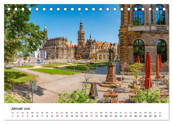 Produktbild: Dresden, Pure Eleganz an der Elbe (Tischkalender 2026 DIN A5 quer), CALVENDO Monatskalender