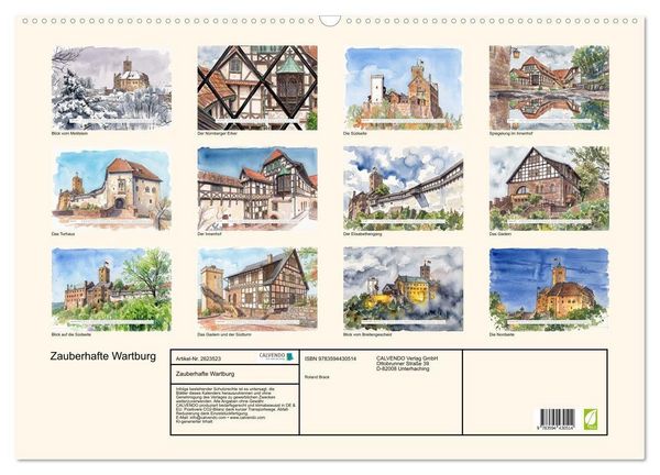 Produktbild: Zauberhafte Wartburg (Wandkalender 2027 DIN A2 quer), CALVENDO Monatskalender