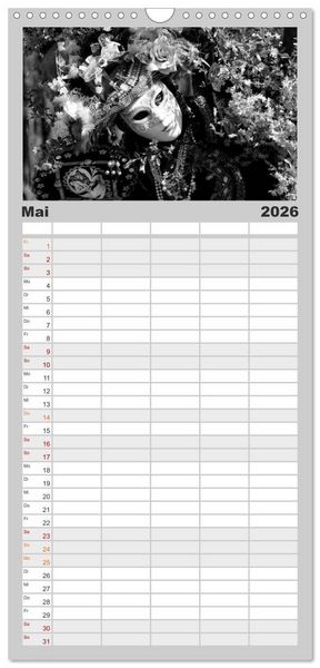 Produktbild: Familienplaner 2026 - BLACK 'N WHITE mit 5 Spalten (Wandkalender, 21 x 45 cm) CALVENDO