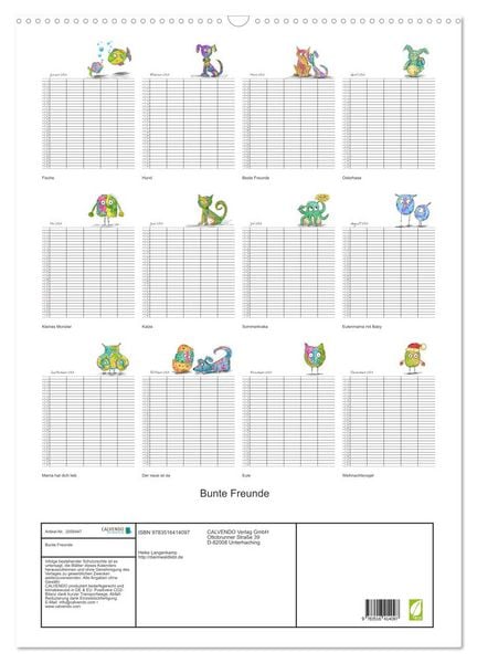 Produktbild: Bunte Freunde (Wandkalender 2026 DIN A2 hoch), CALVENDO Monatskalender