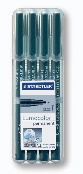STAEDTLER Universalstift Lumocolor® permanent F, 4er Set schwarz