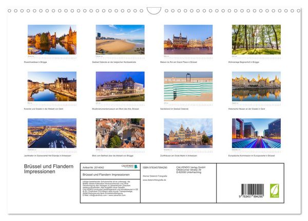 Produktbild: Br&uuml;ssel und Flandern Impressionen (Wandkalender 2026 DIN A3 quer), CALVENDO Monatskalender
