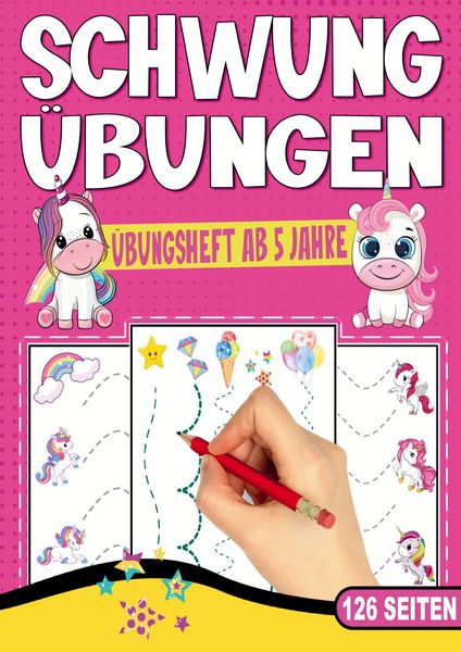 Produktbild: Schwung&uuml;bungen &Uuml;bungsheft ab 5 Jahre &ndash; Das Einhorn Lernheft f&uuml;r M&auml;dchen