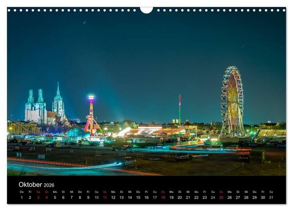 Produktbild: M&uuml;nchen bei Nacht (Wandkalender 2026 DIN A3 quer), CALVENDO Monatskalender