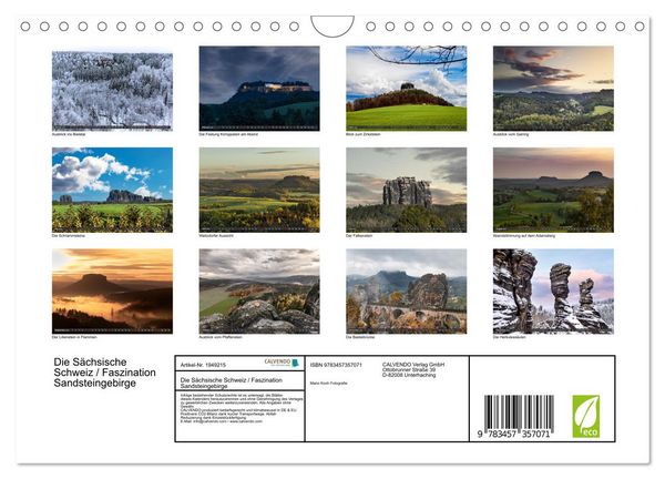 Produktbild: Die S&auml;chsische Schweiz / Faszination Sandsteingebirge (Wandkalender 2026 DIN A4 quer), CALVENDO Monatskalender