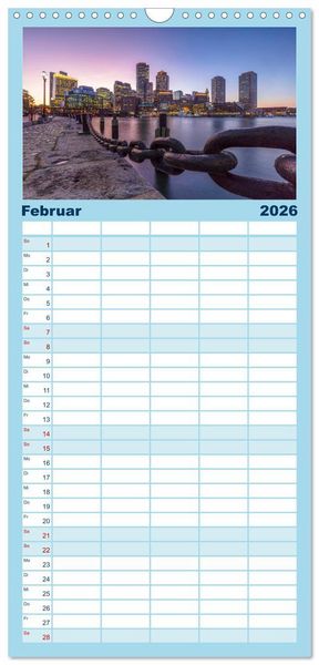 Produktbild: Familienplaner 2026 - NEUENGLAND - Eine Reise durch den Nordosten der USA mit 5 Spalten (Wandkalender, 21 x 45 cm) CALVENDO