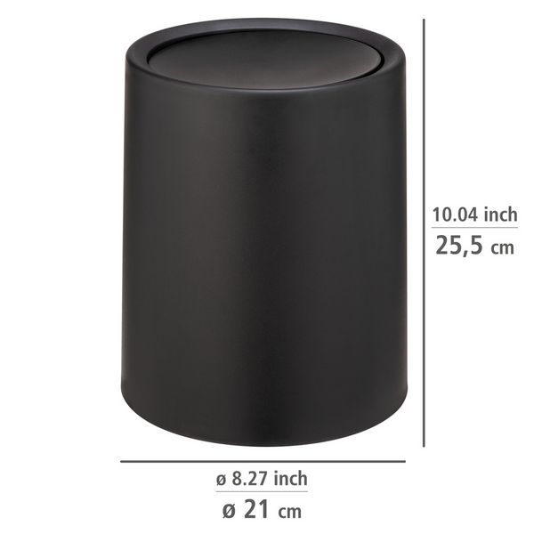 Produktbild: Schwingdeckeleimer Mod. Atri Schwarz, Fassungsverm&ouml;gen: 6 Liter