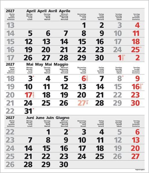 Produktbild: 3-Monats-Planer Comfort Grau 2027