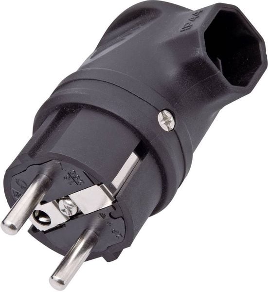 InterBär 9004-004.01 Schutzkontakt-Winkelstecker Gummi 230V Schwarz IP44