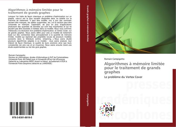 Produktbild: Algorithmes &agrave; m&eacute;moire limit&eacute;e pour le traitement de grands graphes