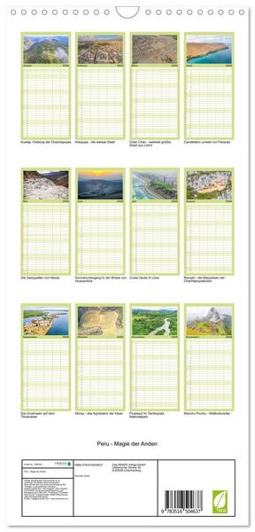 Produktbild: Familienplaner 2026 - Peru - Magie der Anden mit 5 Spalten (Wandkalender, 21 x 45 cm) CALVENDO