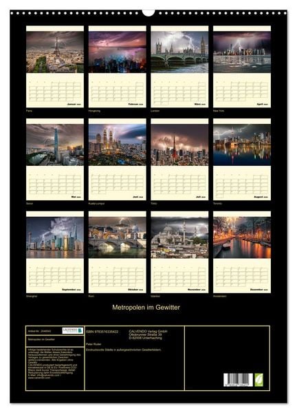 Produktbild: Metropolen im Gewitter (Wandkalender 2026 DIN A2 hoch), CALVENDO Monatskalender