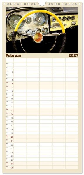 Produktbild: Familienplaner 2027 - Ikonische US-Car Armaturenbretter mit 5 Spalten (Wandkalender, 21 x 45 cm) CALVENDO