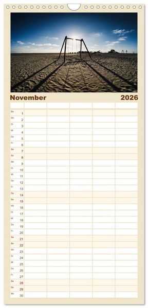 Produktbild: Familienplaner 2026 - Sankt Peter-Ording. Licht, Schatten und Natur mit 5 Spalten (Wandkalender, 21 x 45 cm) CALVENDO