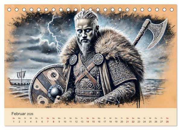 Produktbild: Die Wikingerzeit - Helden, K&ouml;nige und Entdeckungen (Tischkalender 2026 DIN A5 quer), CALVENDO Monatskalender