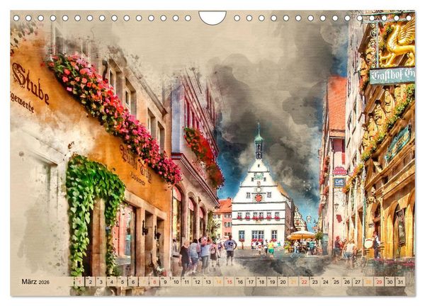 Produktbild: Romantische St&auml;dte - Rothenburg ob der Tauber (Wandkalender 2026 DIN A4 quer), CALVENDO Monatskalender