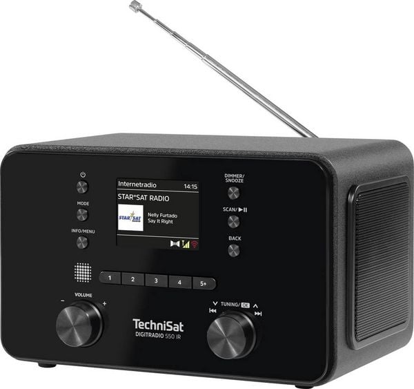 Produktbild: TechniSat DIGITRADIO 550 IR Tischradio DAB+, UKW MP3, USB, WLAN, UKW, Internetradio, DAB+, Bluetooth&reg; Akku-Ladefunktion, Weckfunktion Schwarz