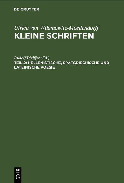 Produktbild: Hellenistische, sp&auml;tgriechische und lateinische Poesie