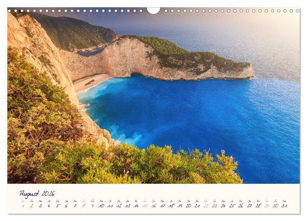Produktbild: Griechenland - Malerische K&uuml;sten auf Zakynthos und Lefkada (Wandkalender 2026 DIN A3 quer), CALVENDO Monatskalender