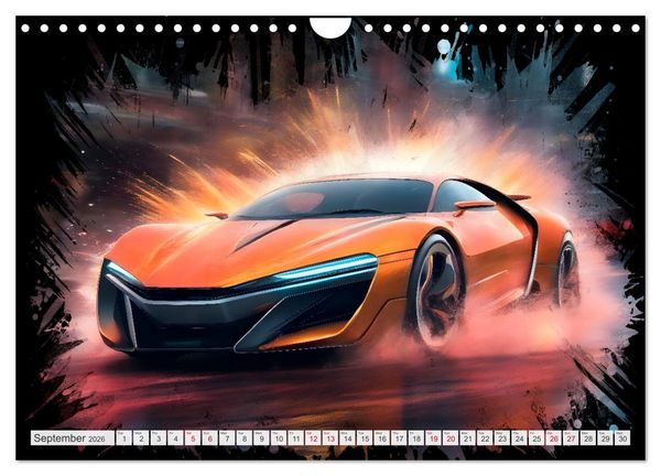 Produktbild: COOL SPORTSCARS Breathtaking AI-generated speedsters (Wall Calendar 2026 DIN A4 landscape), CALVENDO 12 Month Wall Calendar