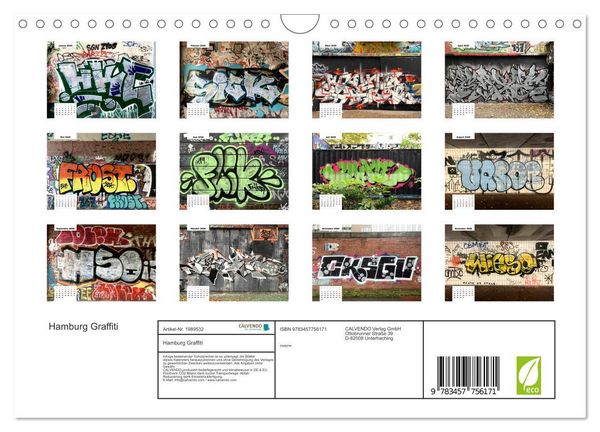 Produktbild: Hamburg Graffiti (Wandkalender 2026 DIN A4 quer), CALVENDO Monatskalender