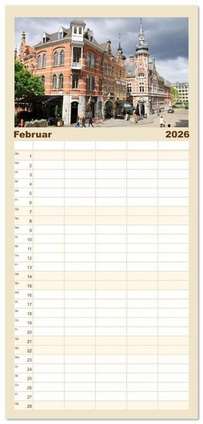 Produktbild: Familienplaner 2026 - Bezauberndes L&ouml;wen in Belgien mit 5 Spalten (Wandkalender, 21 x 45 cm) CALVENDO