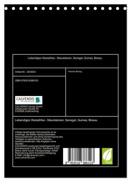 Produktbild: Lebendiges Westafrika - Mauretanien, Senegal, Guinea, Bissau (Tischkalender 2026 DIN A5 hoch), CALVENDO Monatskalender