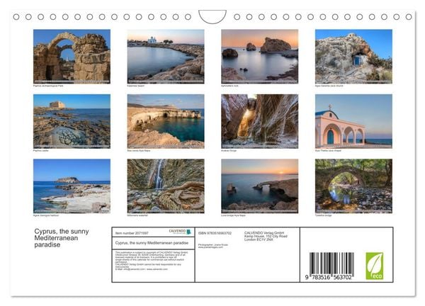 Produktbild: Cyprus, the sunny Mediterranean paradise (Wall Calendar 2026 DIN A4 landscape), CALVENDO 12 Month Wall Calendar