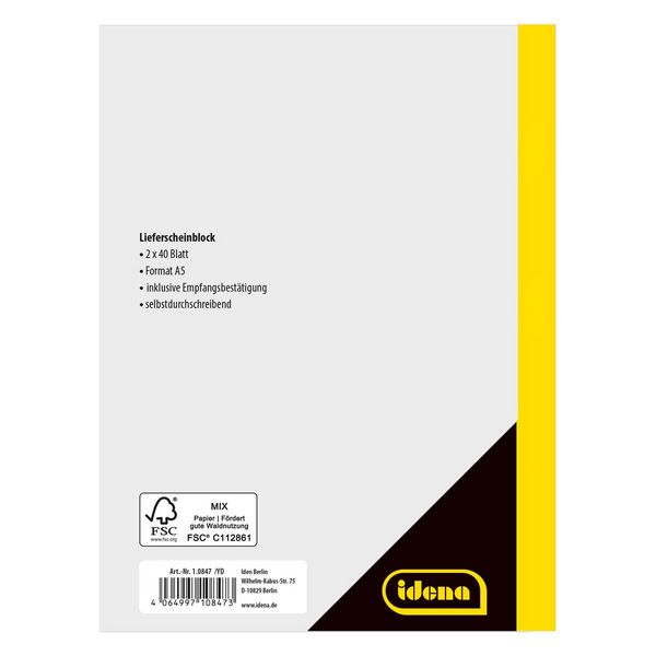 Produktbild: Idena Lieferschein DIN A5 2x40 Blatt