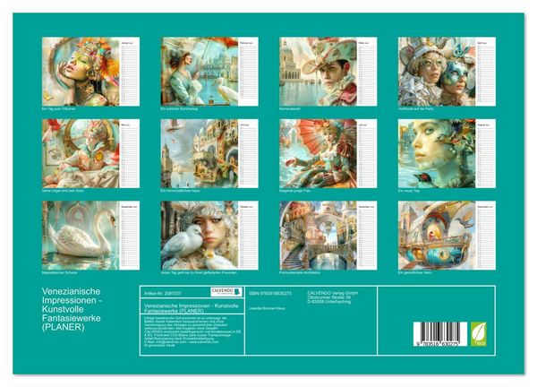 Produktbild: Venezianische Impressionen - Kunstvolle Fantasiewerke (PLANER) (Wandkalender 2026 DIN A3 quer), CALVENDO Monatskalender