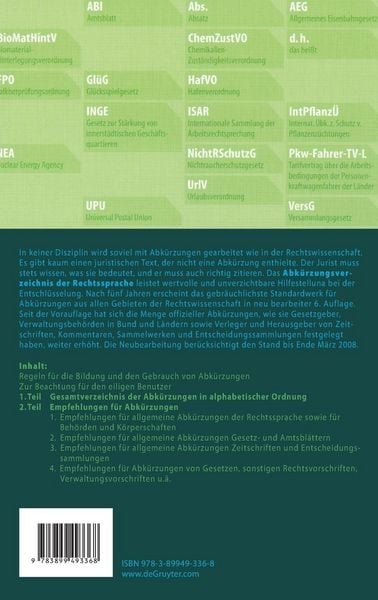 Produktbild: Abk&uuml;rzungsverzeichnis der Rechtssprache