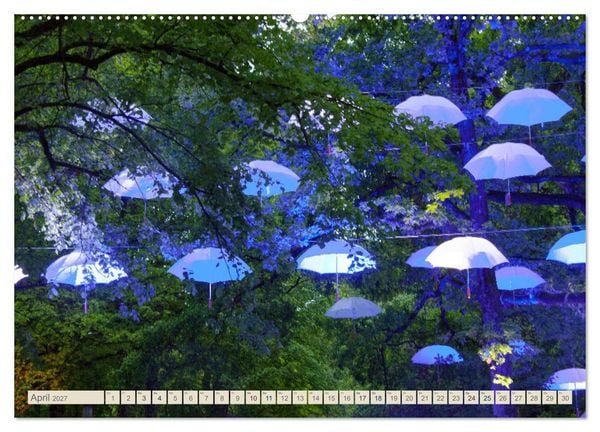 Produktbild: Schirme. Lichtinstallation Idee und Ausf&uuml;hrung des K&uuml;nstler Thomas Mogendorf (hochwertiger Premium Wandkalender 2027 DIN A2 quer), Kunstdruck in Hochglanz