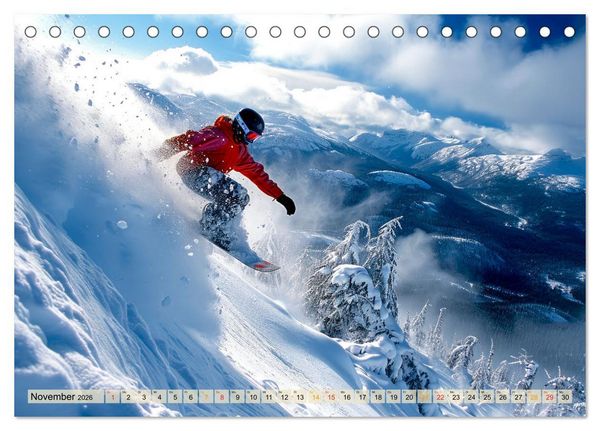 Produktbild: Snowboarden - tolle Momente (Tischkalender 2026 DIN A5 quer), CALVENDO Monatskalender