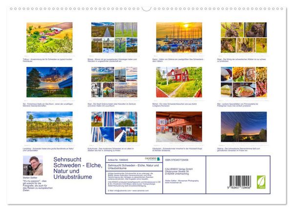 Produktbild: Sehnsucht Schweden - Elche, Natur und Urlaubstr&auml;ume (hochwertiger Premium Wandkalender 2026 DIN A2 quer), Kunstdruck in Hochglanz