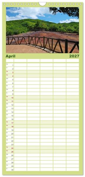 Produktbild: Familienplaner 2027 - Mauritius mit 5 Spalten (Wandkalender, 21 x 45 cm) CALVENDO