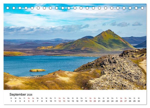 Produktbild: Island, Landmannalaugar: Regenbogenberge (Tischkalender 2026 DIN A5 quer), CALVENDO Monatskalender