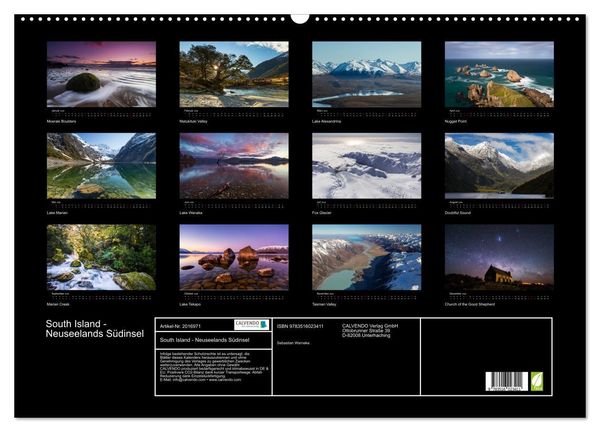 Produktbild: South Island - Neuseelands S&uuml;dinsel (Wandkalender 2026 DIN A2 quer), CALVENDO Monatskalender