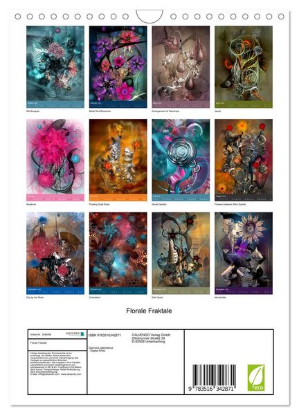 Produktbild: Florale Fraktale (Wandkalender 2026 DIN A4 hoch), CALVENDO Monatskalender
