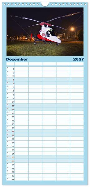 Produktbild: Familienplaner 2027 - Die beeindruckende Welt der Hubschrauber mit 5 Spalten (Wandkalender, 21 x 45 cm) CALVENDO